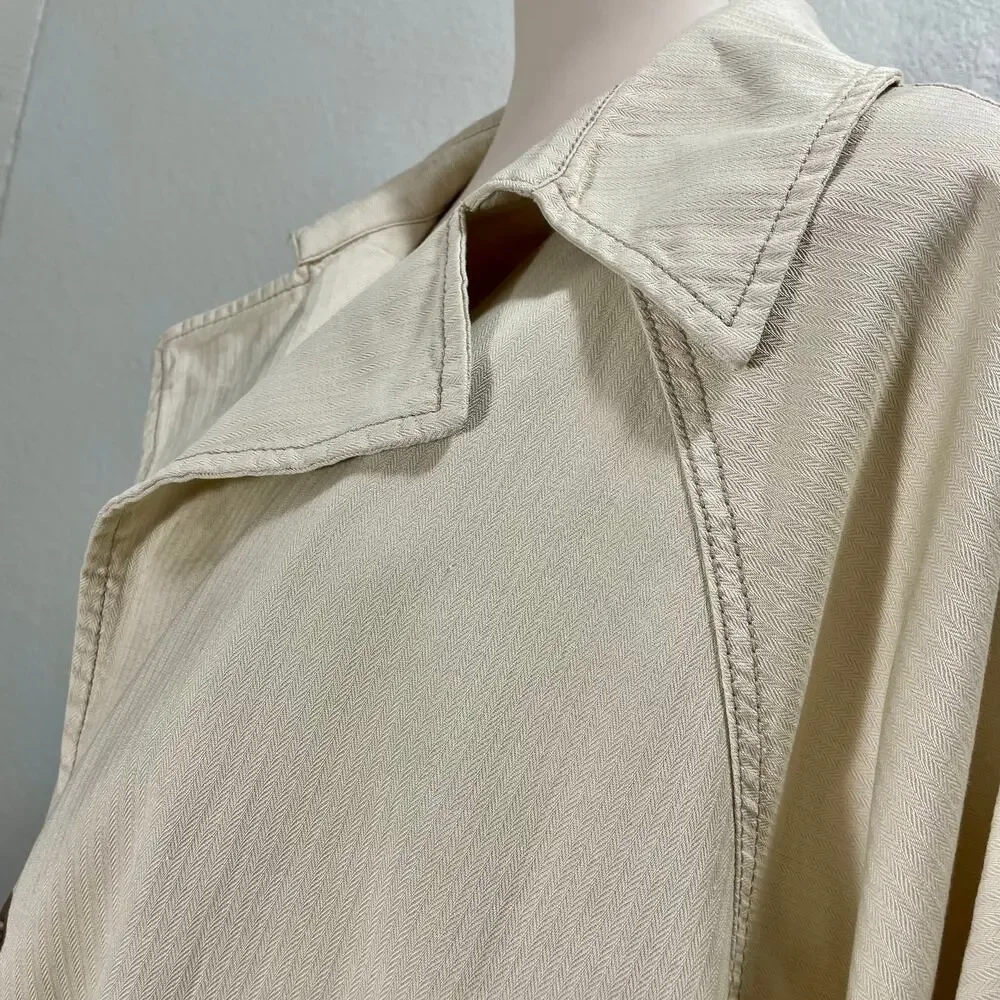 Free People We The Free Perry Military Coat Khaki Trench Jacket Women's Large - Picture 14 of 16